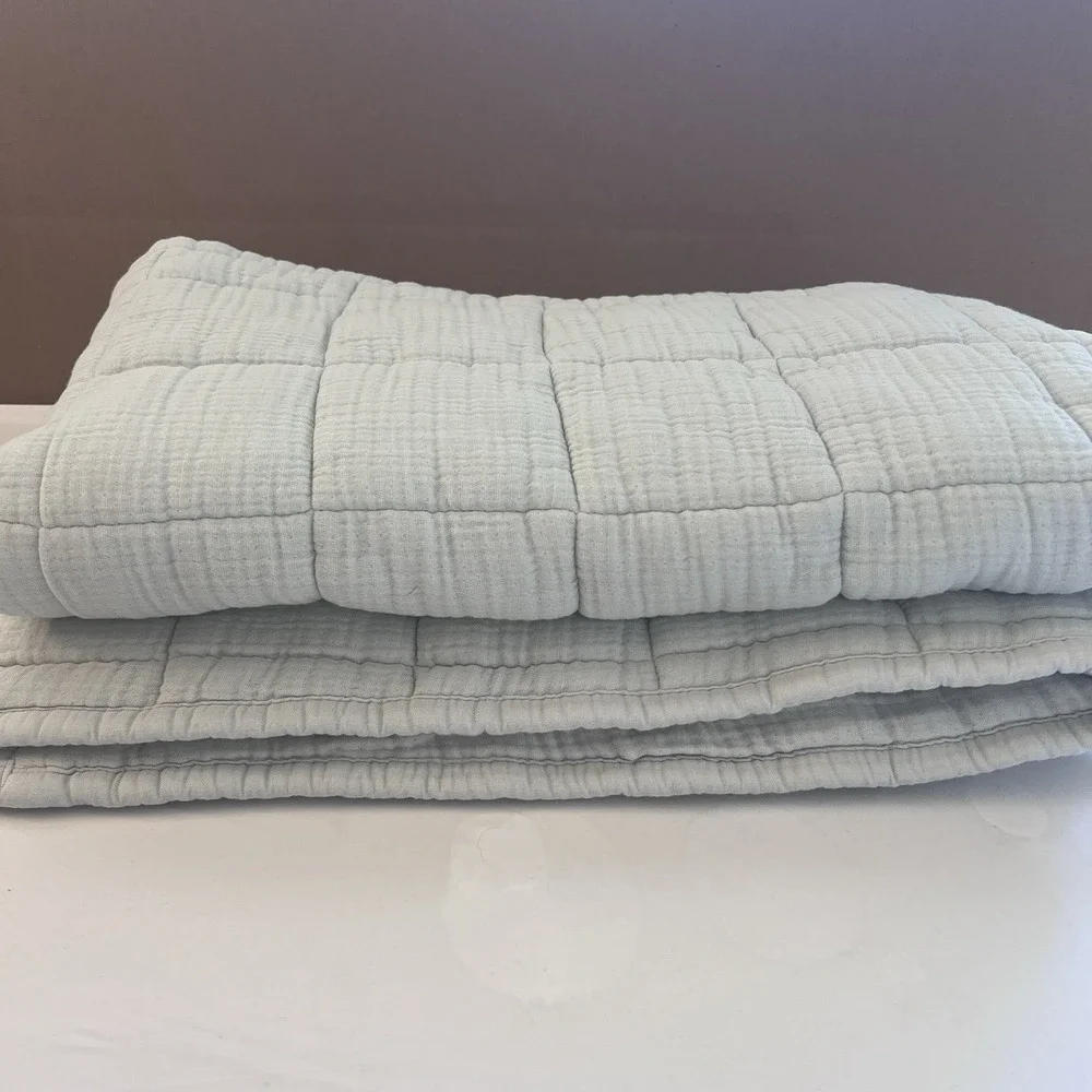 NWOT Quince Undyed 100% Cotton‎ Airy Gauze Box Quilt Set Of 2 King Shams Organic